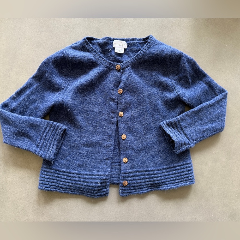 Neige Cozy Rib Hem Button Wool Cashmere Blend Cardigan Sz 4